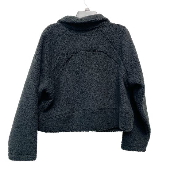 All In Motion Women's Black Sherpa Half Zip Hooded Pullover Sweatshirt Large - Picture 3 of 5